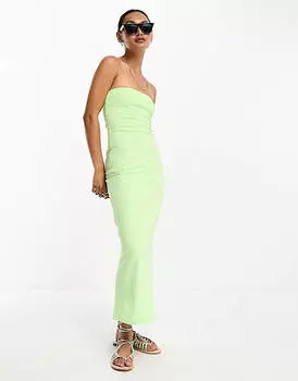 Салатовое облегающее платье миди-бандо ASOS DESIGN