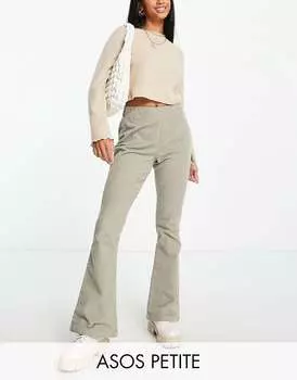 Салатовые расклешенные брюки на шнурке ASOS Petite