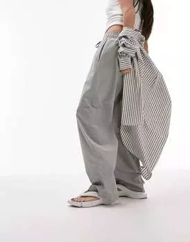 Салатовые свободные прямые брюки Topshop с завязкой на талии