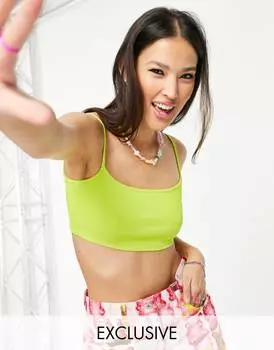 Салатовый укороченный топ в рубчик COLLUSION