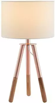 SalesFever Настольная лампа "Inese", 1 лампочка, лампочка E27 | без лампочки, штатив на трёх ножках, скандинавский дизайн 30 см, Высота: 55 см, белый/медный