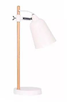 SalesFever Настольная лампа круглая | Скандинавский дизайн | Каркас металл и дерево | Ш 15 x Г 18 x В 40 см | белый - натуральный