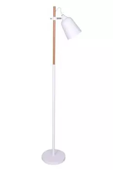 SalesFever Торшер круглый | Скандинавский дизайн | Каркас металл и дерево | Ш 25 x Г 16 x В 160 см | белый - натуральный