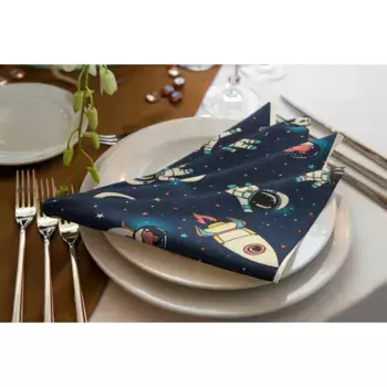 Салфетка Адам тканевая «Космос», (4 шт.), GOTS органическая, сертифицирована CERES 0242, для детей Adam, темно-синий