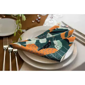 Салфетка тканевая Adam «Джунгли», (4 шт.), GOTS органическая, сертификат CERES 0242Производство: Германия, темно-зеленый/оранжевый