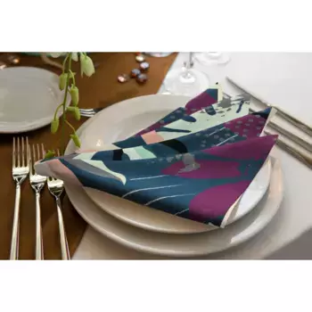 Салфетка тканевая Adam «Джунгли», (4 шт.), GOTS органическая, сертификат CERES 0242Производство: Германия, темно-синий/фиолетовый