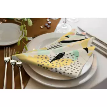 Салфетка тканевая Adam «Джунгли», (4 шт.), GOTS органическая, сертификат CERES 0242Производство: Германия, желтыйбирюзовый