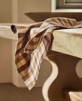 Салфетка в клетку из окрашенной нити (2 шт. в упаковке) Zara Home, коричневый