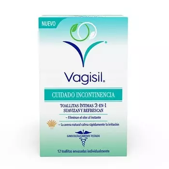 Салфетки для интимной гигиены при недержании 2 в 1 12 шт Vagisil