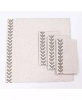 Салфетки с вышивкой Cute Leaves Crewel, 20 x 20 дюймов, набор из 4 шт Manor Luxe, белый