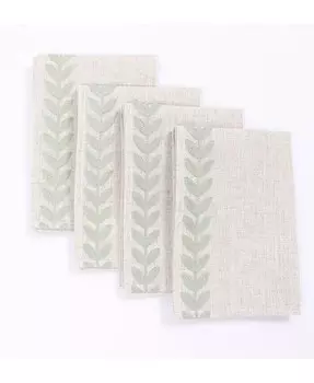 Салфетки с вышивкой Cute Leaves Crewel, 20 x 20 дюймов, набор из 4 шт Manor Luxe, белый