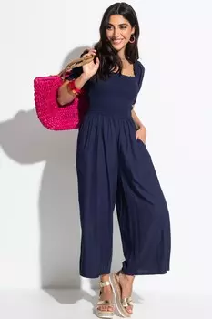 Салли Фуллер бюст шиферный лиф lenzing ecovero пухлые рукава комбинезон Pour Moi, синий