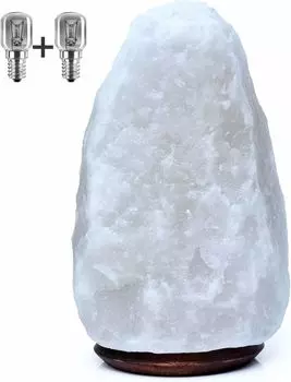 SalNatural White HALIT Соляная лампа (соляная кристаллическая лампа, известная как гималайская соль) из соляного хребта Пенджаб, Пакистан. Лампа из соляного камня, включая кабель длиной 1,5 м. SalNatural reines Bergkristallsalz & mehr, белый