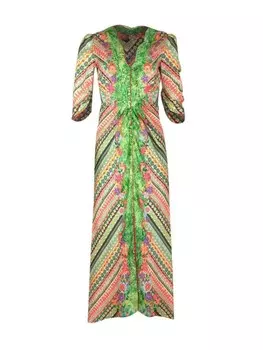 Saloni платье миди Mitsu B с принтом, зеленый