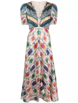 Saloni платье миди с принтом, синий