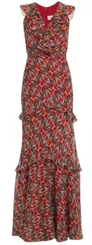 Saloni Women Шелковое платье макси с рюшами из жоржетта 2020-Топаз, мультиколор