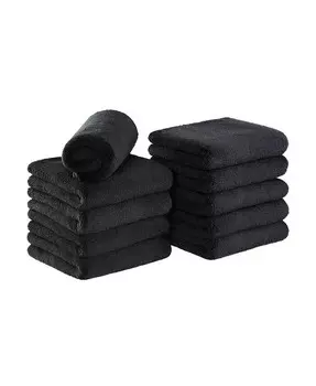 Салонные полотенца из кораллового флиса, безопасные для отбеливания (в упаковке 10 шт., 16x27 дюймов), мягкий материал из микрофибры, набор впитывающих полотенец для сушки волос, идеально подходит для салона и спа-салона Arkwright Home, черный