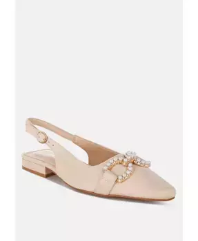 Salova Туфли-лодочки с жемчужными вставками и декором Horsebit London Rag, коричневый/бежевый