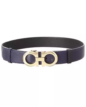Salvatore Ferragamo регулируемый и двусторонний ремень Gancini из кожи, синий