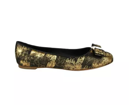 Salvatore Ferragamo Женские балетки из ткани, цвет Gold / Black