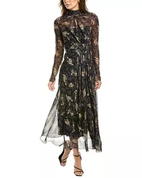 Salvatore Ferragamo женское платье Ferragamo Silk Midi, 36, черный