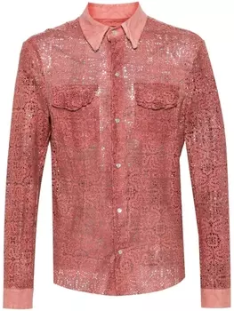 Salvatore Santoro кожаная рубашка с перфорацией, розовый
