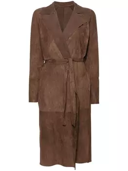 Salvatore Santoro тренч с заостренными лацканами и поясом, коричневый