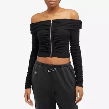 Sami Miro Vintage Топ с складками и сборками LS, черный