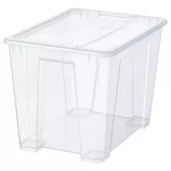 SAMLA САМЛА Контейнер с крышкой, прозрачный, 39x28x28 см/22 л IKEA