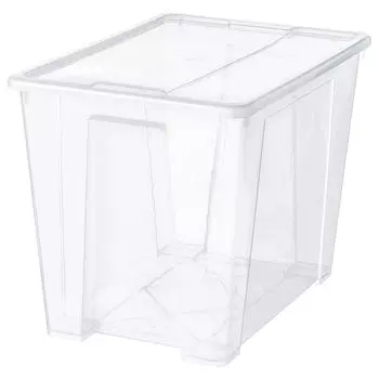 SAMLA САМЛА Контейнер с крышкой, прозрачный, 57x39x42 см/65 л IKEA