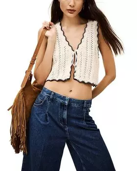 Саммия укороченный вязаный жилет ba&sh, слоновая кость/кремовый