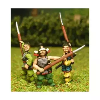 Самураи низшего класса в легких доспехах с мечом и нагинатой, Ancient Miniatures - Samurai (15mm)