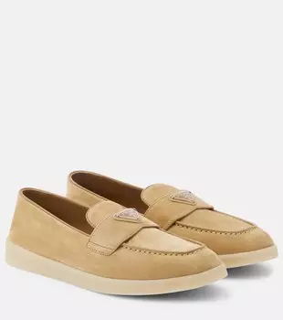 Сан-Тропе замшевые лоферы Prada, Ecru'