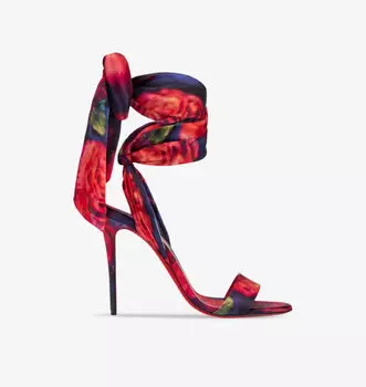 Sandale du Desert 100 атласные босоножки на каблуке Christian Louboutin, мультиколор