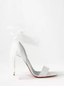 Sandale du dsert босоножки из тюля с блестками Christian Louboutin, белый