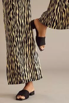 Сандали-мулы Anthropologie на низком каблуке, черный