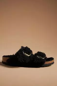 Сандали с большой пряжкой Birkenstock Arizona из искусственного меха, black teddy