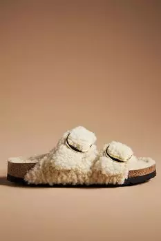 Сандали с большой пряжкой Birkenstock Arizona из искусственного меха, eggshell teddy