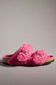 Сандали с большой пряжкой Birkenstock Arizona из искусственного меха, fuschia tulip teddy