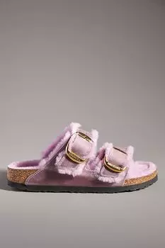 Сандали с большой пряжкой Birkenstock Arizona из овчины, lavender oiled leather / shearling