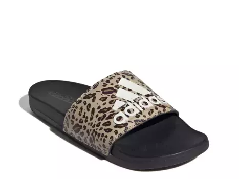 Сандалии Adilette Comfort Stripes Slide Sandal Adidas, цвет tan_blackleopardprint