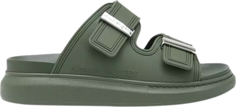 Сандалии Alexander McQueen Hybrid Double Buckle Sandal Khaki, зеленый