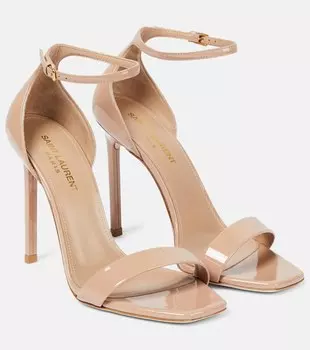 Сандалии Amber 105 из лакированной кожи Saint Laurent, бежевый