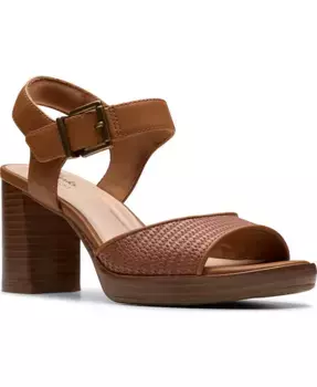 Сандалии Ambyrlyn Faye на квадратном каблуке Clarks, коричневый