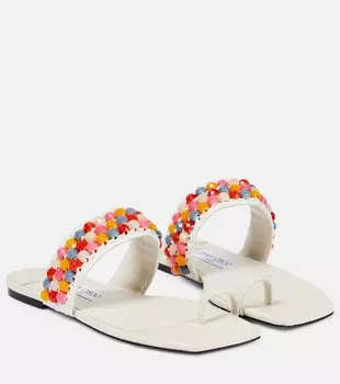 Сандалии Amoure Flat из рафии с украшением Jimmy Choo, разноцветный