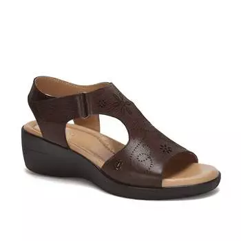 Сандалии Andrea Leather Wedge с мягкой стелькой, коричневый