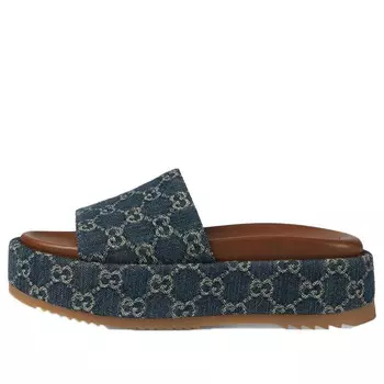 Сандалии angelina platform 55 mm sandal 'jacquard denim' Gucci, синий