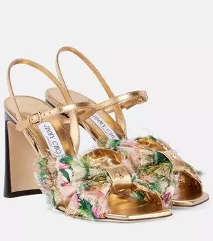 Сандалии Annika 95 из металлизированной кожи Jimmy Choo, Tropical Orchid Mix