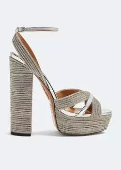 Сандалии Aquazzura Sundance Crystal Plateau 140, серебряный