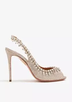 Сандалии Aquazzura Temptation Crystal, металлик